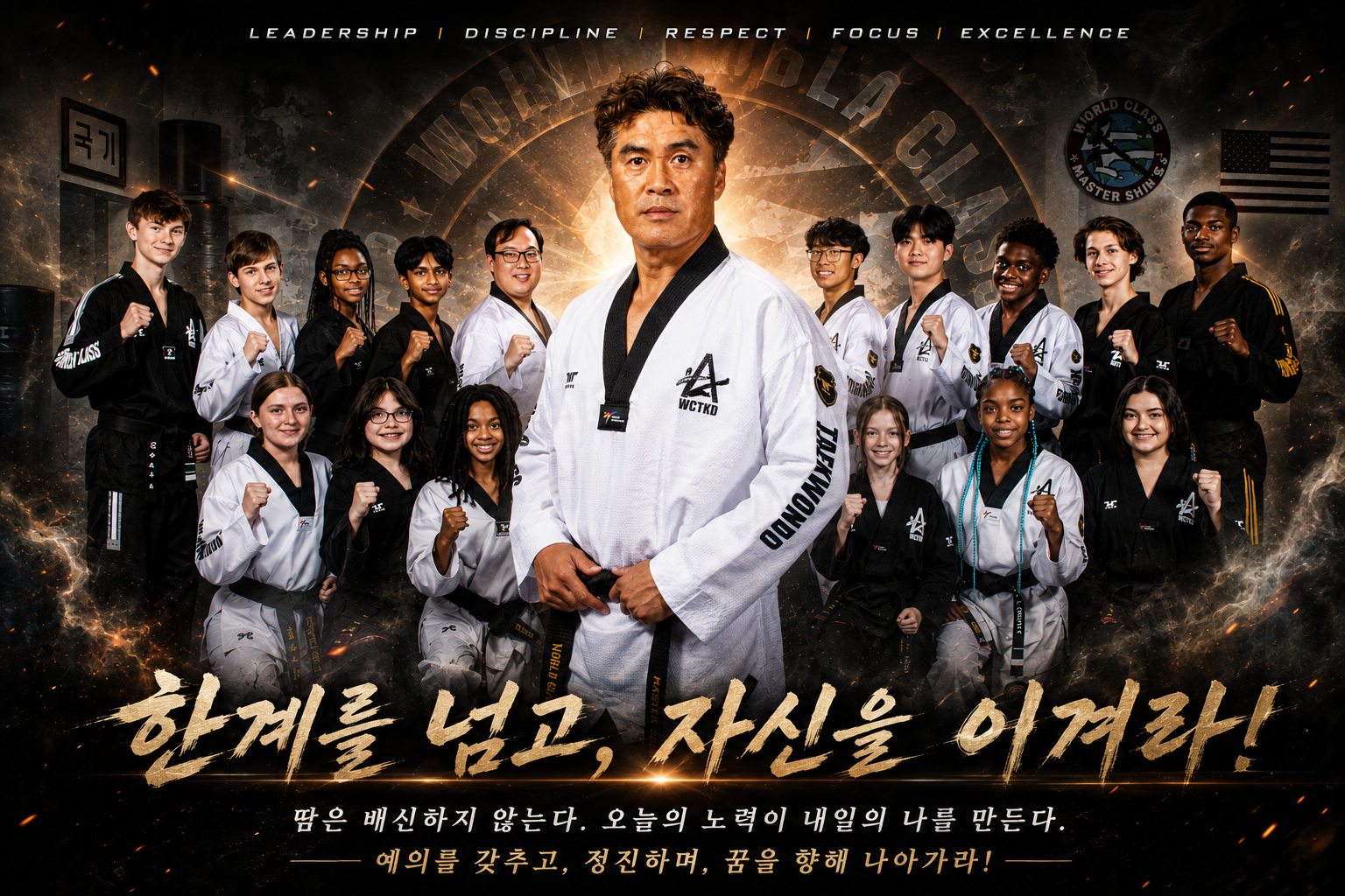 Master Shim's World Class Tae Kwon Do leadership team serving Fayetteville Peachtree City and Locust Grove Georgia