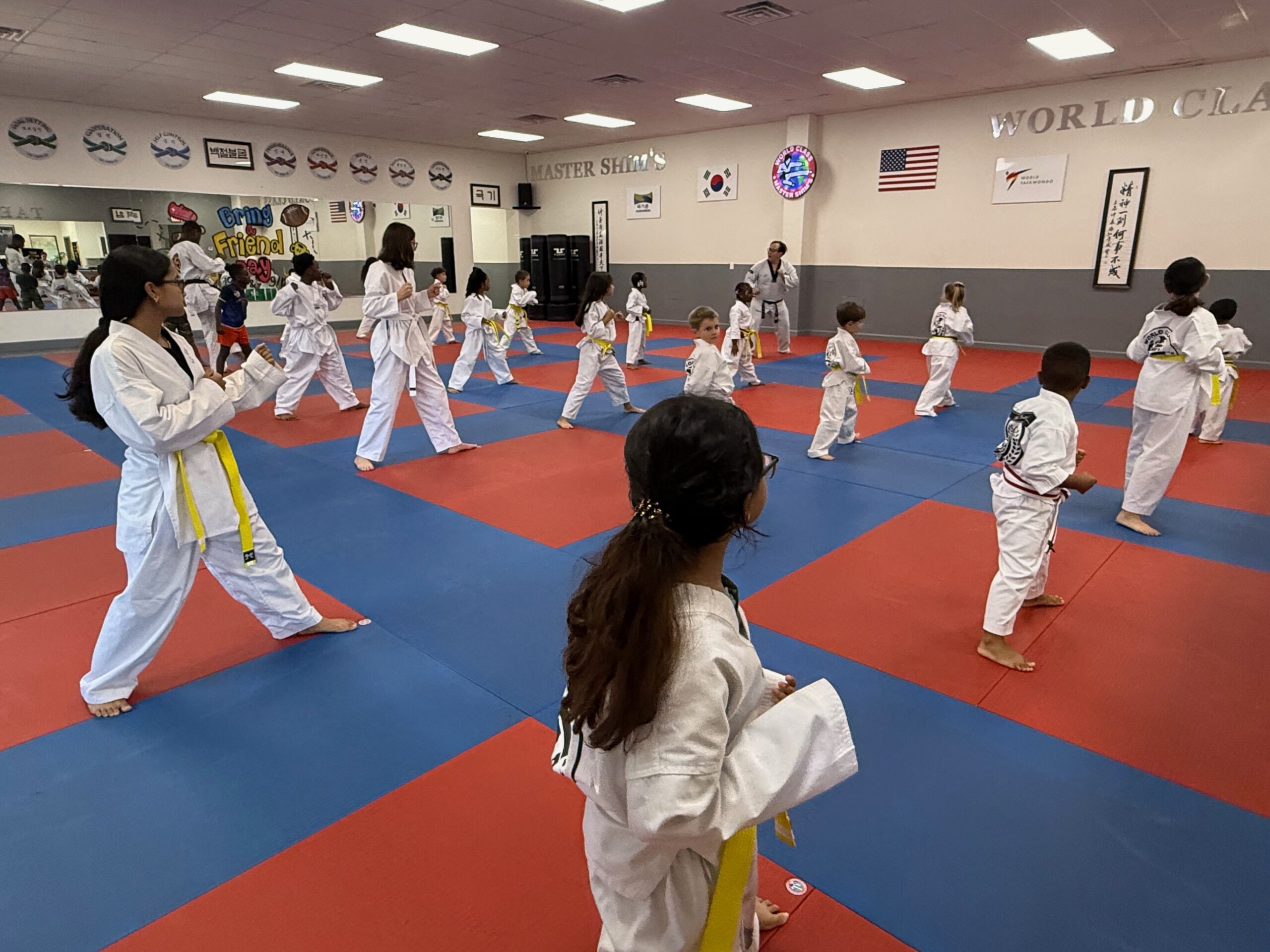 Students training at Master Shim's World Class Tae Kwon Do in Fayetteville Georgia