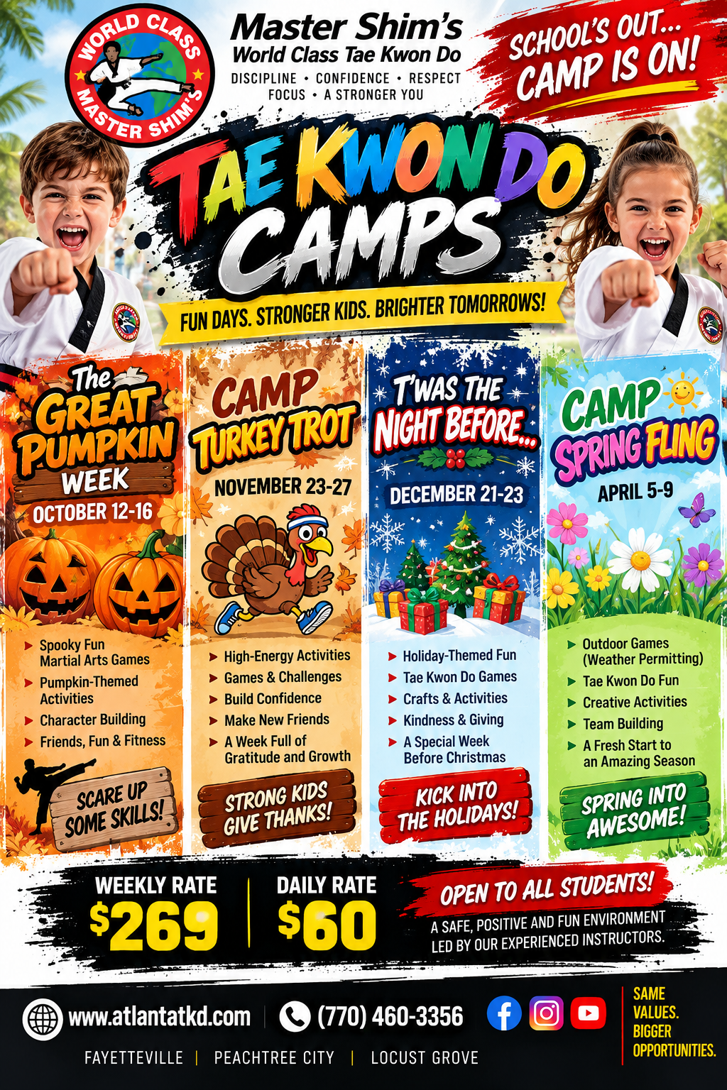 Master Shim's Tae Kwon Do Camps in Fayetteville Peachtree City and Locust Grove
