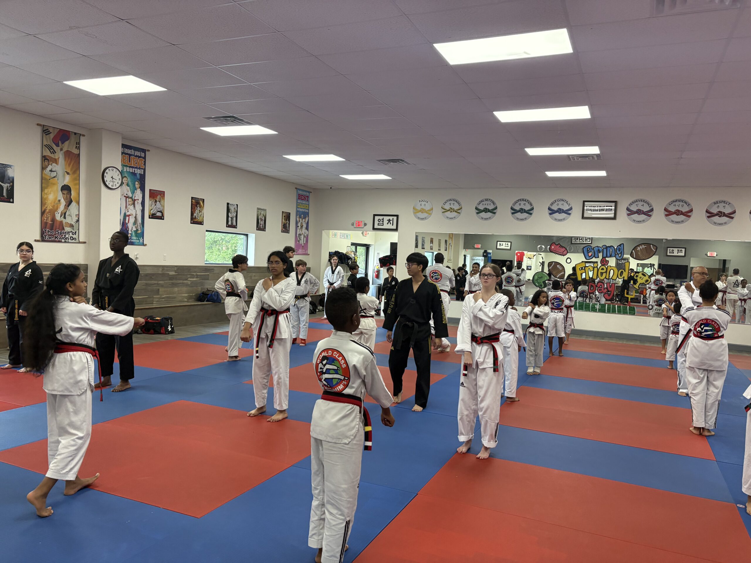 Family martial arts class at Master Shim's World Class Tae Kwon Do